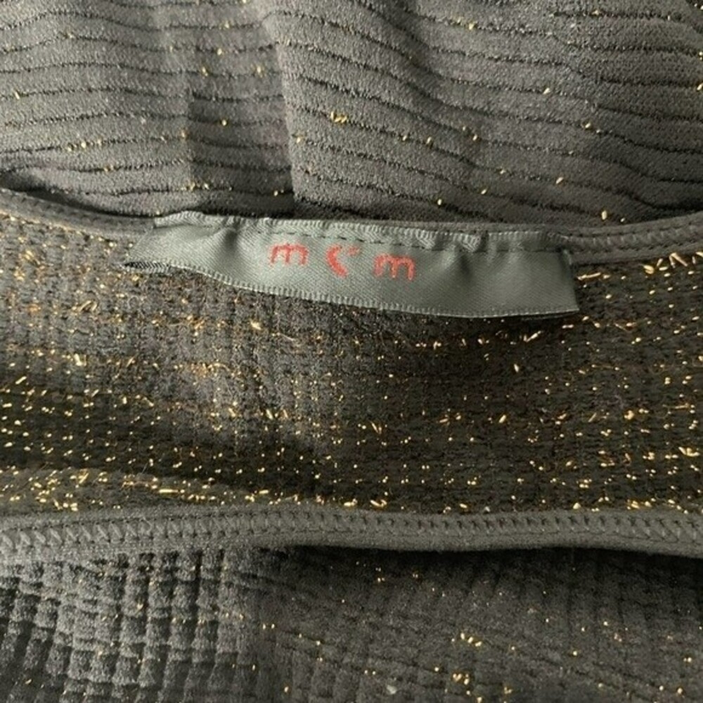 Black gold metallic sleeveless dress spaghetti strap MCM - Picture 4 of 6